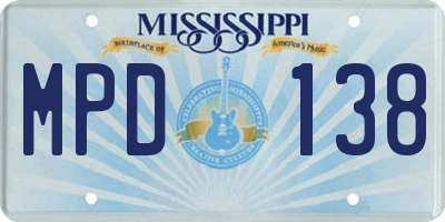 MS license plate MPD138