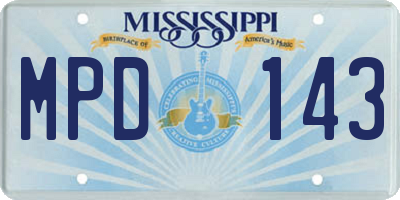 MS license plate MPD143