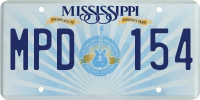 MS license plate MPD154