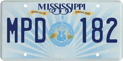 MS license plate MPD182
