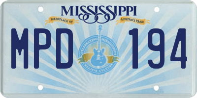 MS license plate MPD194