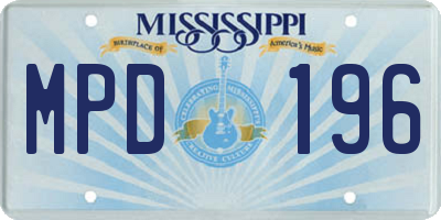 MS license plate MPD196