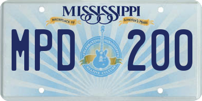MS license plate MPD200