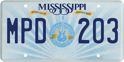 MS license plate MPD203