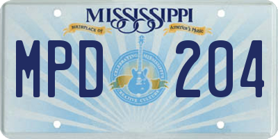 MS license plate MPD204