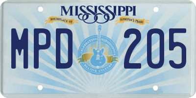 MS license plate MPD205