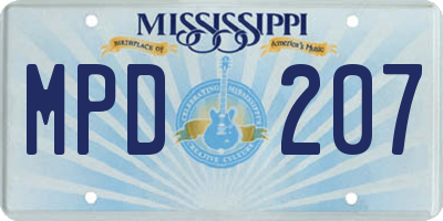 MS license plate MPD207