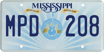 MS license plate MPD208