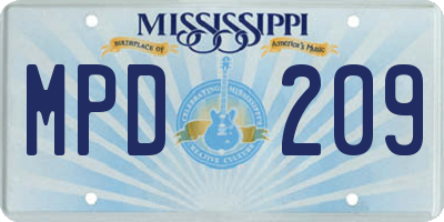 MS license plate MPD209