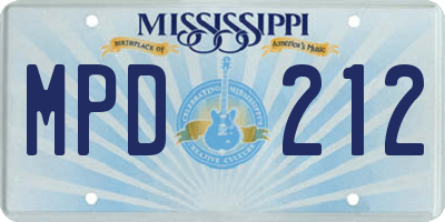 MS license plate MPD212