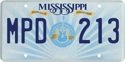 MS license plate MPD213