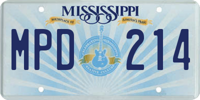 MS license plate MPD214