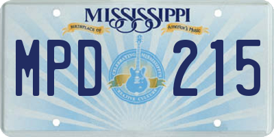 MS license plate MPD215