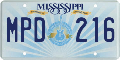 MS license plate MPD216