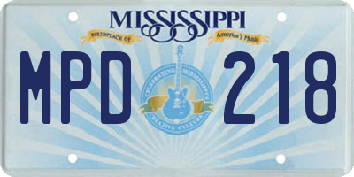 MS license plate MPD218