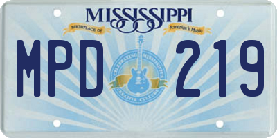 MS license plate MPD219