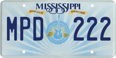 MS license plate MPD222