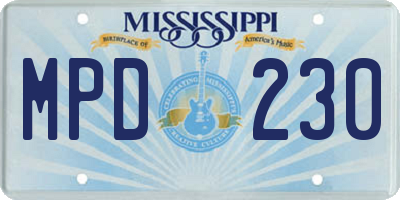 MS license plate MPD230