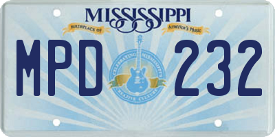 MS license plate MPD232