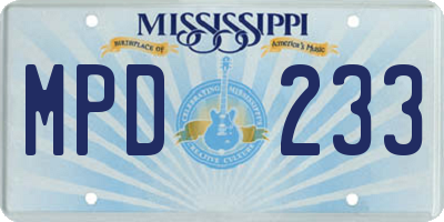MS license plate MPD233