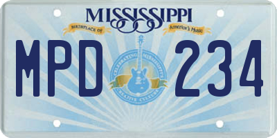 MS license plate MPD234