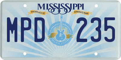 MS license plate MPD235