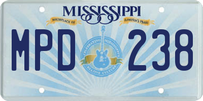 MS license plate MPD238