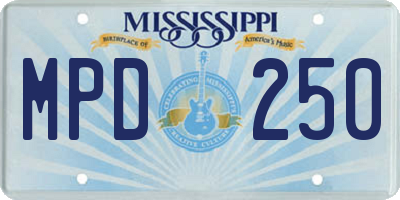 MS license plate MPD250
