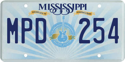 MS license plate MPD254