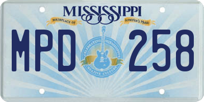 MS license plate MPD258