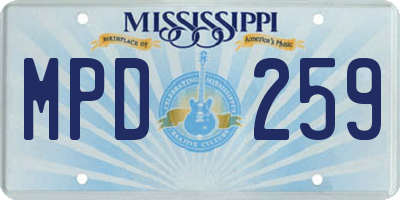 MS license plate MPD259