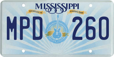 MS license plate MPD260