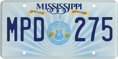 MS license plate MPD275