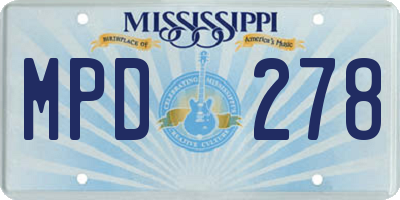 MS license plate MPD278