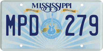 MS license plate MPD279