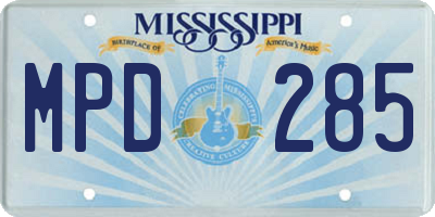 MS license plate MPD285
