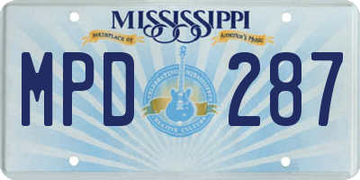 MS license plate MPD287