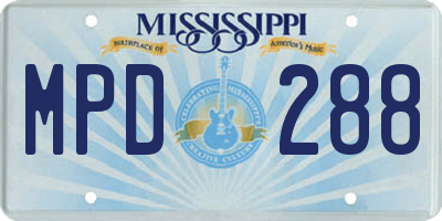 MS license plate MPD288
