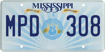 MS license plate MPD308