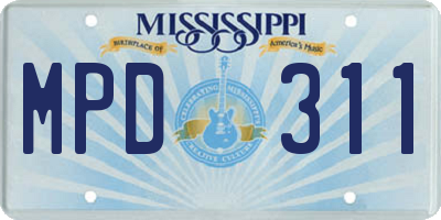 MS license plate MPD311