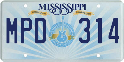 MS license plate MPD314