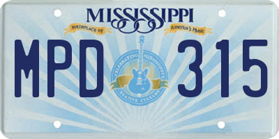MS license plate MPD315