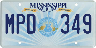 MS license plate MPD349