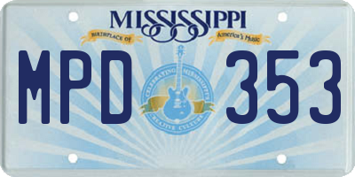 MS license plate MPD353