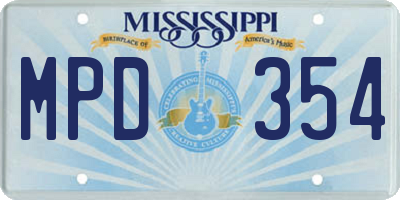 MS license plate MPD354