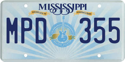 MS license plate MPD355