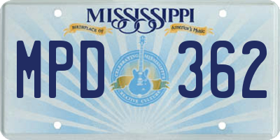 MS license plate MPD362