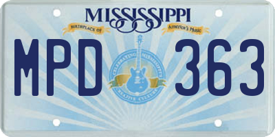 MS license plate MPD363