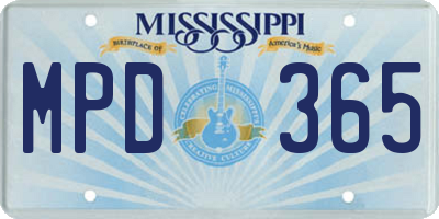 MS license plate MPD365