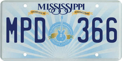 MS license plate MPD366